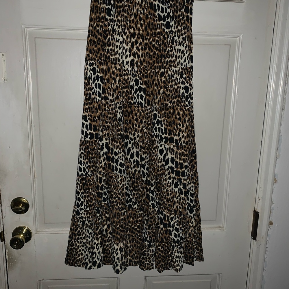 Multiples Leopard Print Maxi Skirt - Brown and Black
